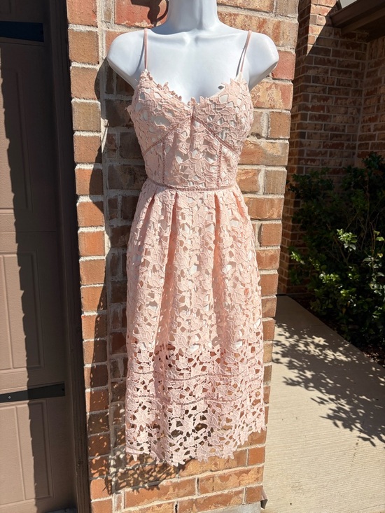 Few Moda Blush Pink Lace Midi Dress size small - Picture 2 of 7